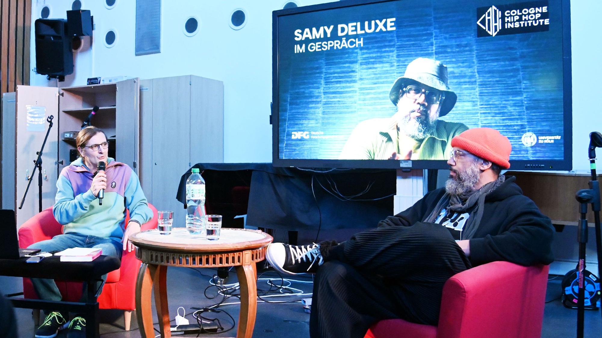 30.10.2025 Köln. 30 Jahre Samy Deluxe – der Rapper zu Gast am Cologne Hip Hop Institute . Foto: Alexander Schwaiger