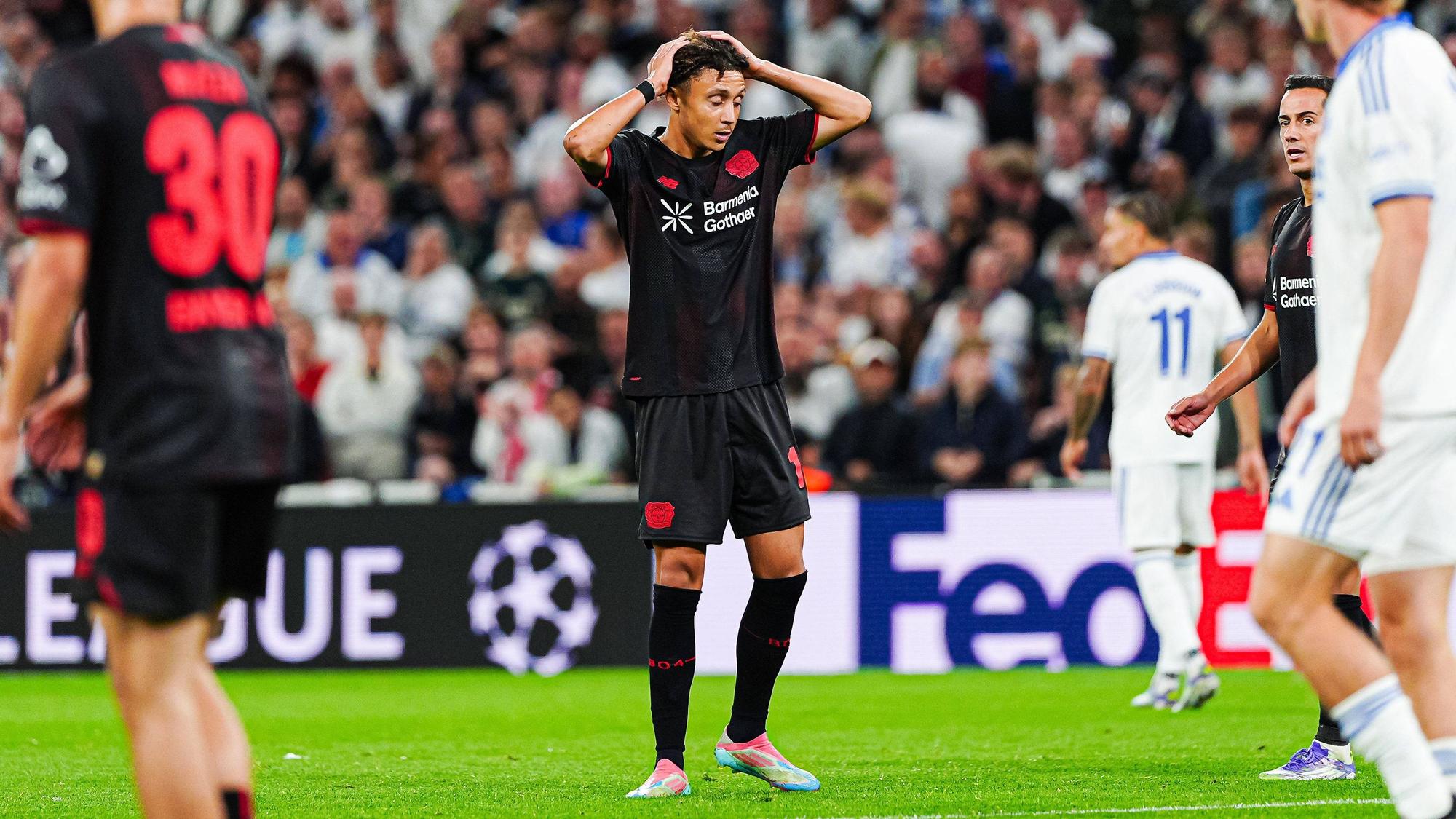 Enttaeuschun nach verpasstem Torschuss/Torchance Eliesse Ben Seghir Bayer 04 Leverkusen, 17 DEN, FC Kopenhagen vs. Bayer 04 Leverkusen, Fussball, UEFA Champions League, Spieltag 1, Spielzeit 2025/2026, 18.09.2025 DEN, FC Kopenhagen vs. Bayer 04 Leverkusen, Fussball, UEFA Champions League, Spieltag 1, Spielzeit 2025/2026, 18.09.2025 Kopenhagen *** Eliesse Ben Seghir Bayer 04 Leverkusen, 17 DEN, FC Copenhagen vs Bayer 04 Leverkusen, Football, UEFA Champions League, Matchday 1, Season 2025 2026, 18 09 2025 DEN, FC Copenhagen vs Bayer 04 Leverkusen, Football, UEFA Champions League, Matchday 1, Season 2025 2026, 18 09 2025 Copenhagen Copyright: xEibner-Pressefoto/MarcelxvonxFehrnx EP_MFN