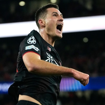 Patrik Schick jubelt über seinen Siegtreffer.