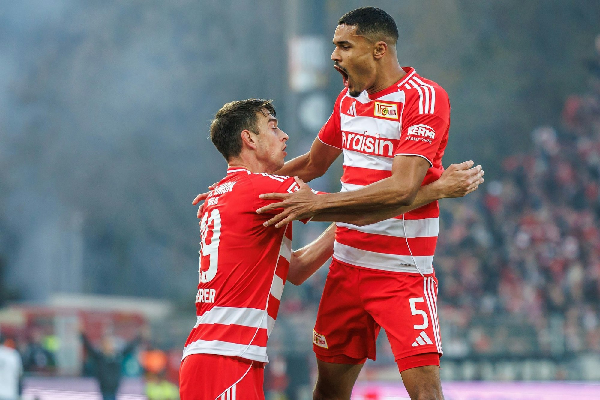 Danilho Doekhi traf doppelt für Union (r.).