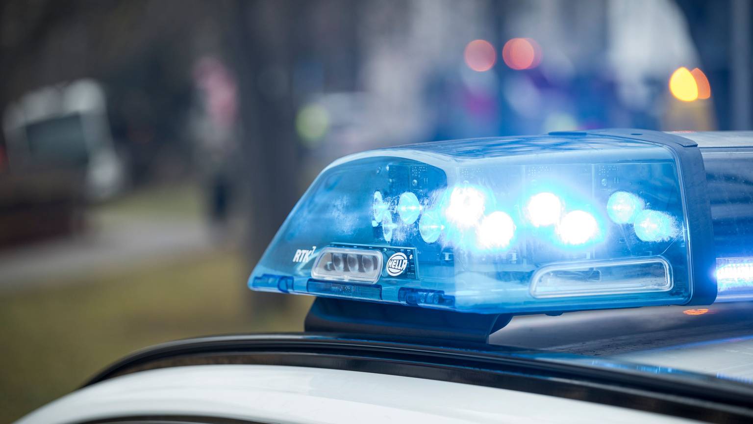 ARCHIV - 04.02.2025, Bayern, Coburg: Blaulicht leuchtet auf einem Einsatzfahrzeug der Polizei am Unfallort. (zu dpa: «31 Schildkröten in Schuhkartons – Polizei stoppt Autofahrer») Foto: Daniel Vogl/dpa +++ dpa-Bildfunk +++