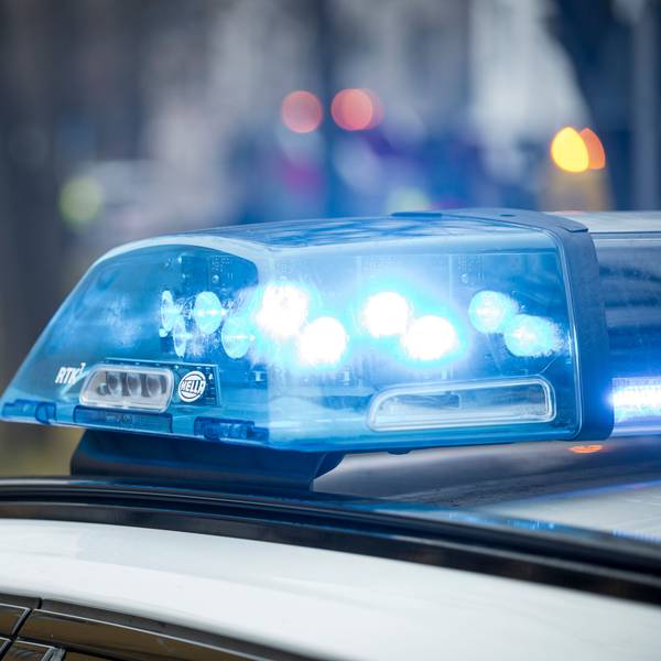 ARCHIV - 04.02.2025, Bayern, Coburg: Blaulicht leuchtet auf einem Einsatzfahrzeug der Polizei am Unfallort. (zu dpa: «31 Schildkröten in Schuhkartons – Polizei stoppt Autofahrer») Foto: Daniel Vogl/dpa +++ dpa-Bildfunk +++