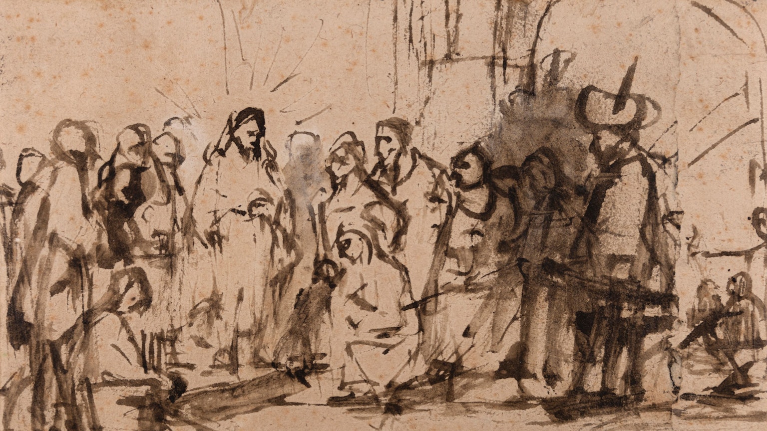 Die Skizze zeigt eine Figurengruppe mit Jesus Christus.