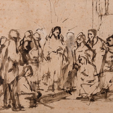 Die Skizze zeigt eine Figurengruppe mit Jesus Christus.