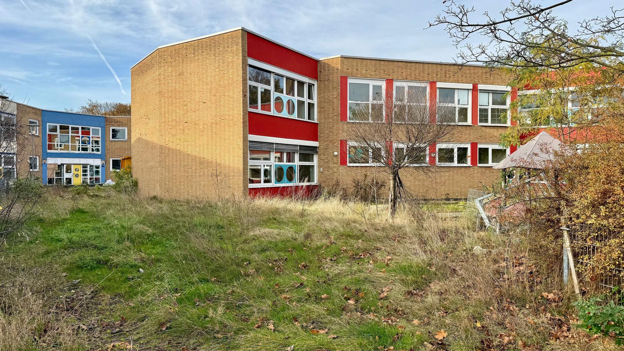 Die leerstehenden Teile der Kita Dhünnstraße in Wiesdorf