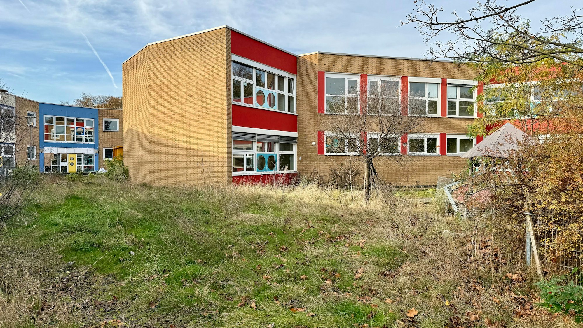 Die leerstehenden Teile der Kita Dhünnstraße in Wiesdorf