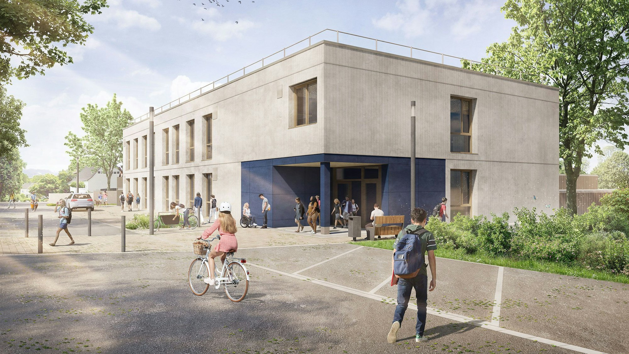 Visualisierung des zweigeschossigen Baus.