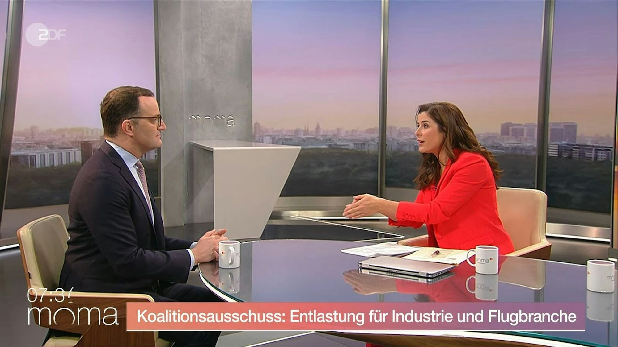 Eva-Maria Lemke sprach am Freitag im ZDF-“Morgenmagazin“ mit CDU-Mann Jens Spahn. (Bild: ZDF)