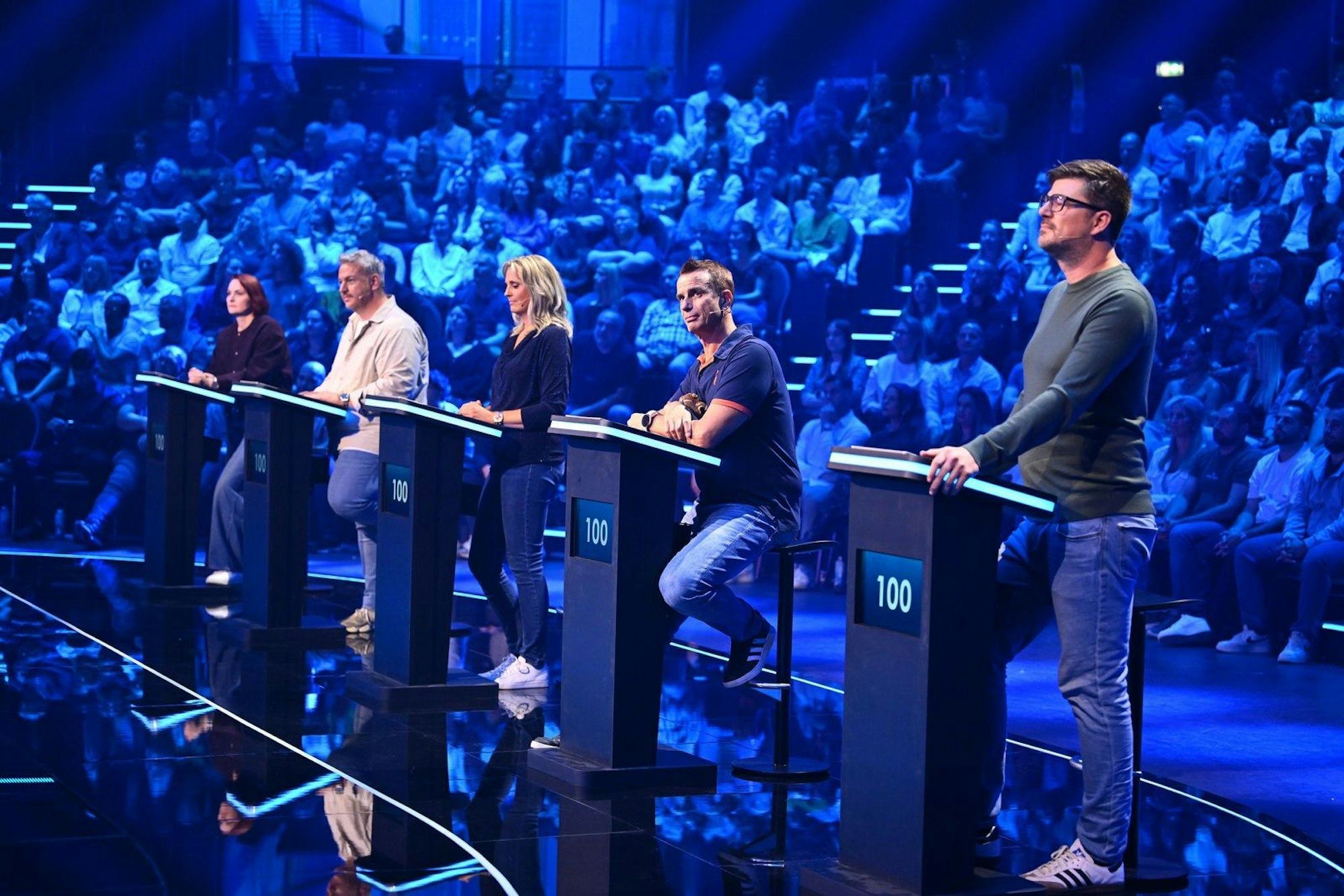 Fünf Kandidaten wollten zeigen, dass sie alleine schlauer sind als Stefan Raab und Elton im Team. Das klappte nur bedingt. (Bild: RTL/Raab Entertainment/Willi Weber)