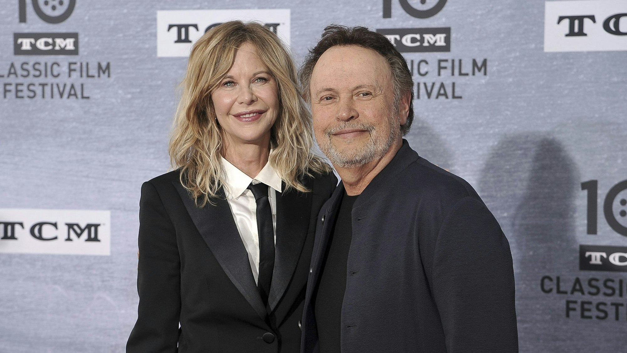 Meg Ryan, left, and Billy Crystal attend the 2019 TCM Classic Film Festival opening night gala "When Harry Met Sally" at TCL Chinese Theatre on Thursday, April 11, 2019, in Los Angeles. (Photo by Richard Shotwell/Invision/AP)