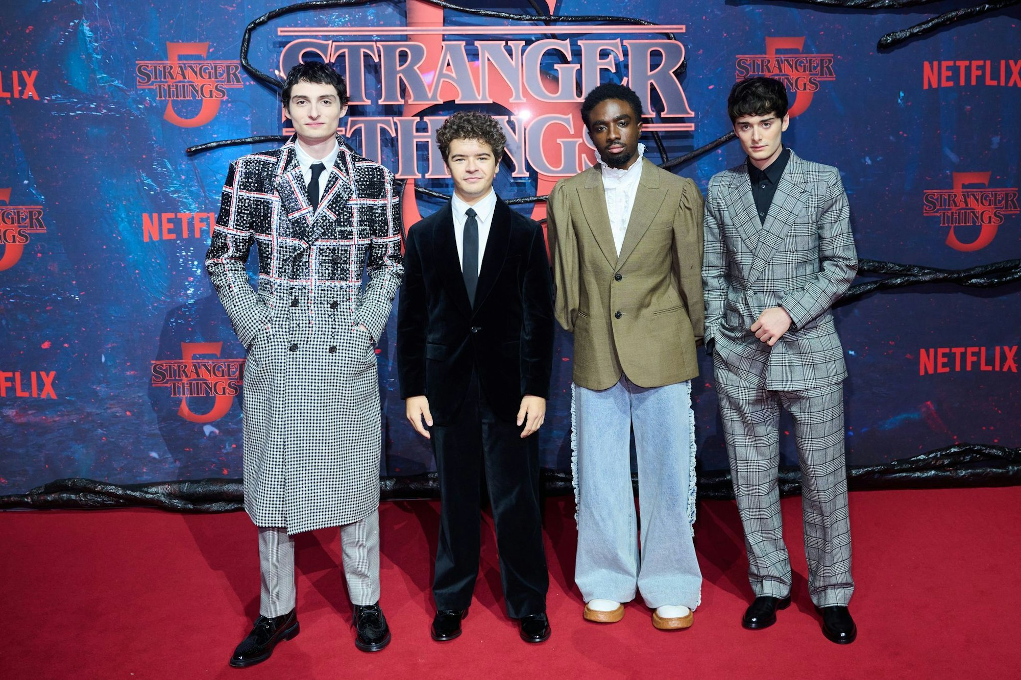 Die «Stranger Things»-Stars Finn Wolfhard (l-r), Gaten Matarazzo, Caleb McLaughlin und Noah Schnapp kamen zum Fan-Event nach Berlin.