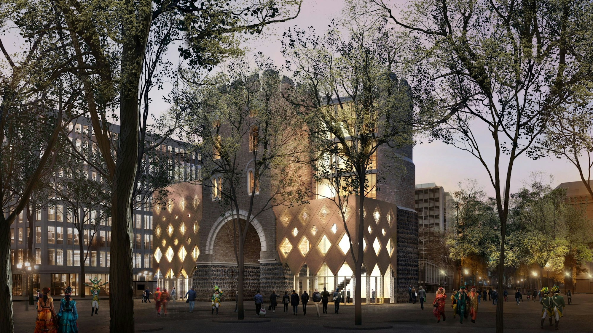 Diese Visualisierung zeigt, wie die Hahnentorburg einmal aussehen soll.