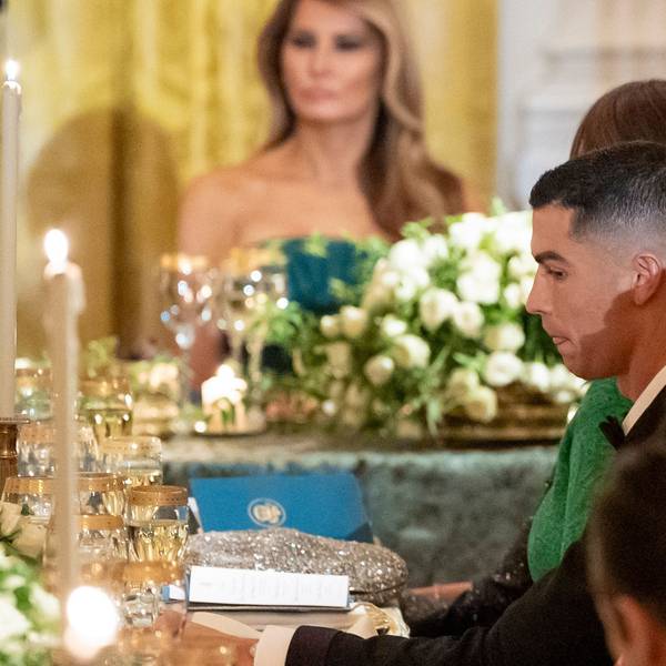 Cristiano Ronaldo (r.) war am Mittwoch im Weißen Haus zu Gast.