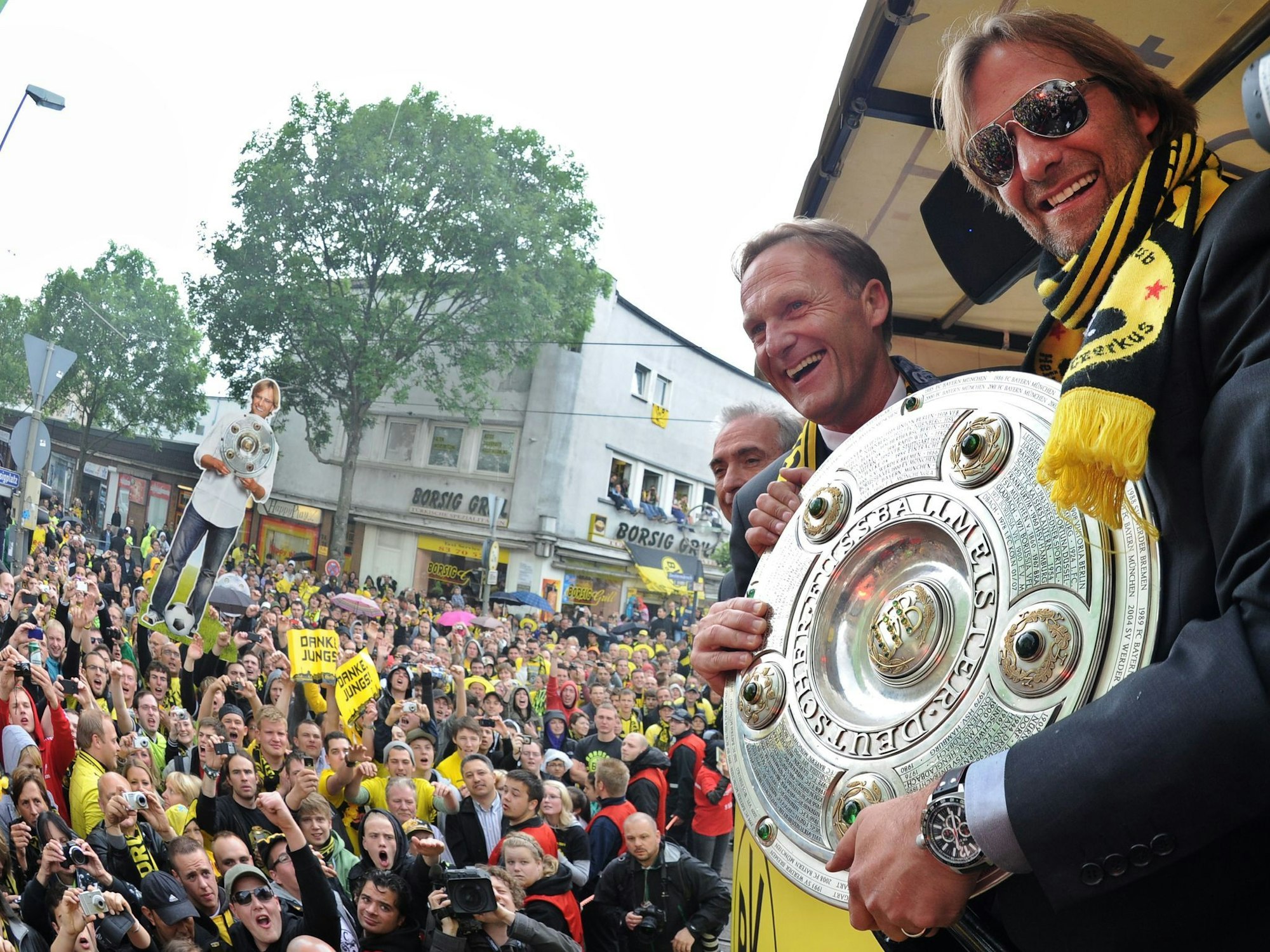 Hans-Joachim Watzke (l) und Jürgen Klopp (r) feierten gemeinsam Titel.