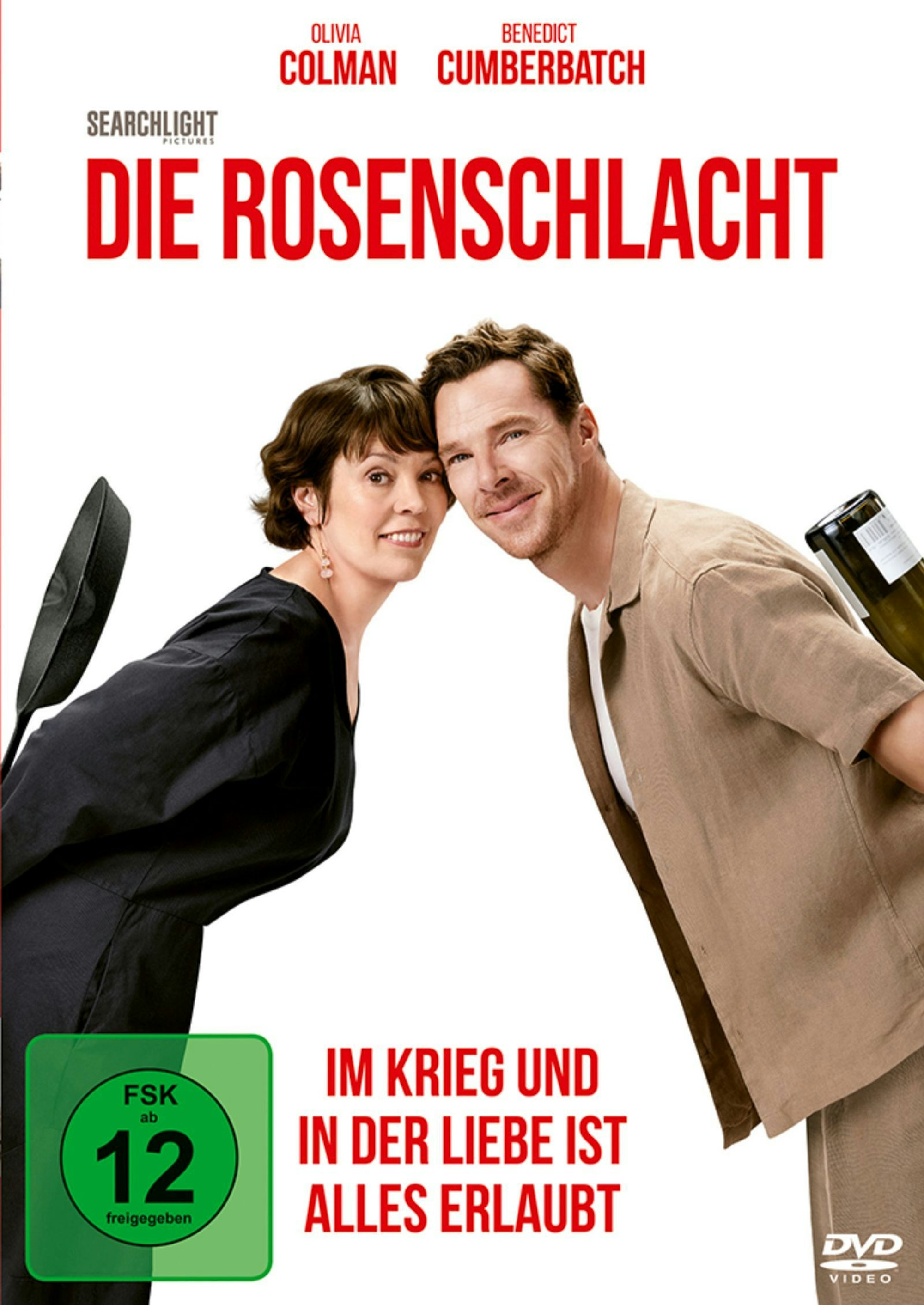„Die Rosenschlacht“ ist eine Neuinterpretation von Danny DeVitos „Der Rosenkrieg“ (1989), in der sich Oscar-Preisträgerin Olivia Colman und Benedict Cumberbatch das Eheleben zur Hölle machen. (Bild: Leonine)