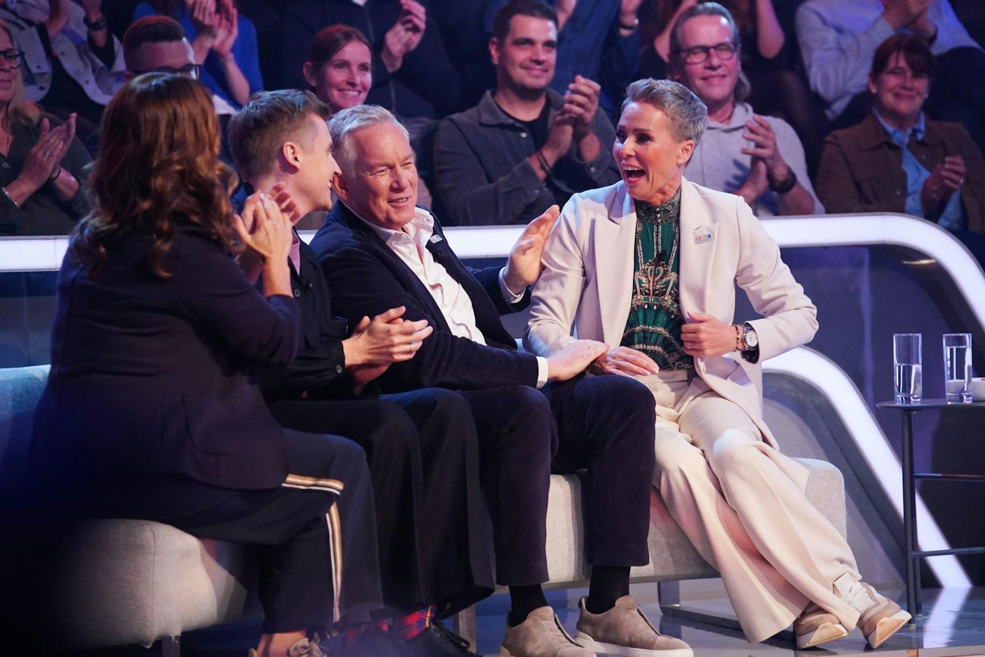 Insgesamt erspielten Till Reiners, Katarina Witt, Johannes B. Kerner und Sonja Zietlow 285.000 Euro. (Bild: RTL / Stefan Gregorowius)