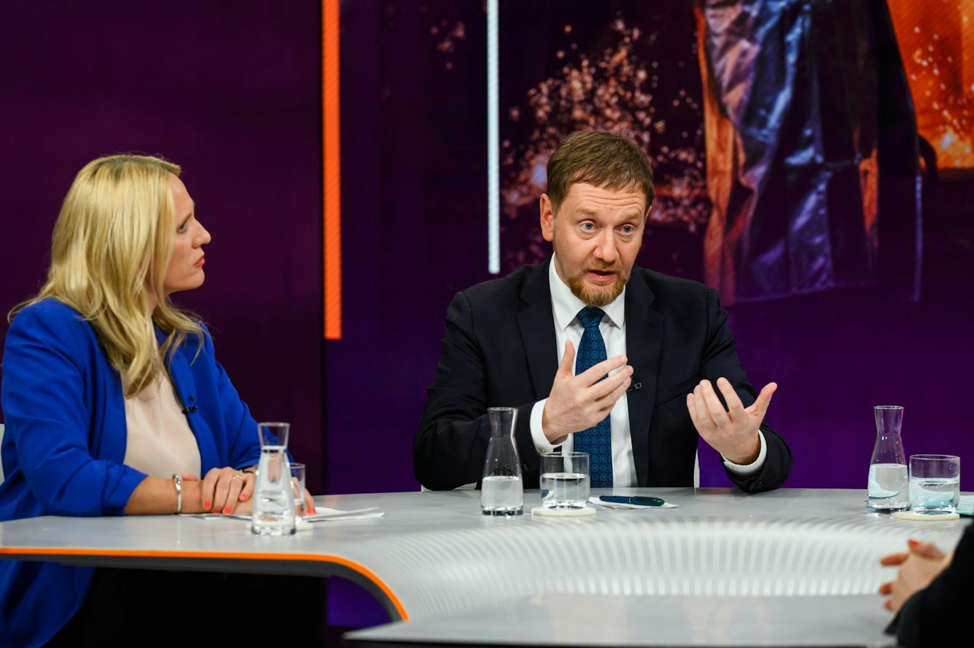 „Das Klimaziel 2040 mauert uns ein“, erklärte Sachsens Ministerpräsident Michael Kretschmer. (Bild: ZDF/Jule Roehr )