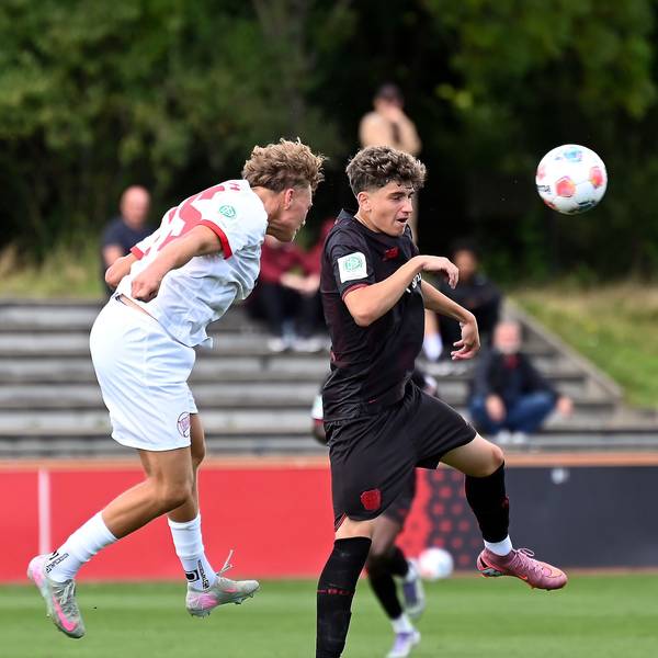 30.08.2025, Fiussball-U17-Bayer 04-Offenbach
rechts: Simone Cannizzaro (Bayer)
Foto: Uli Herhaus