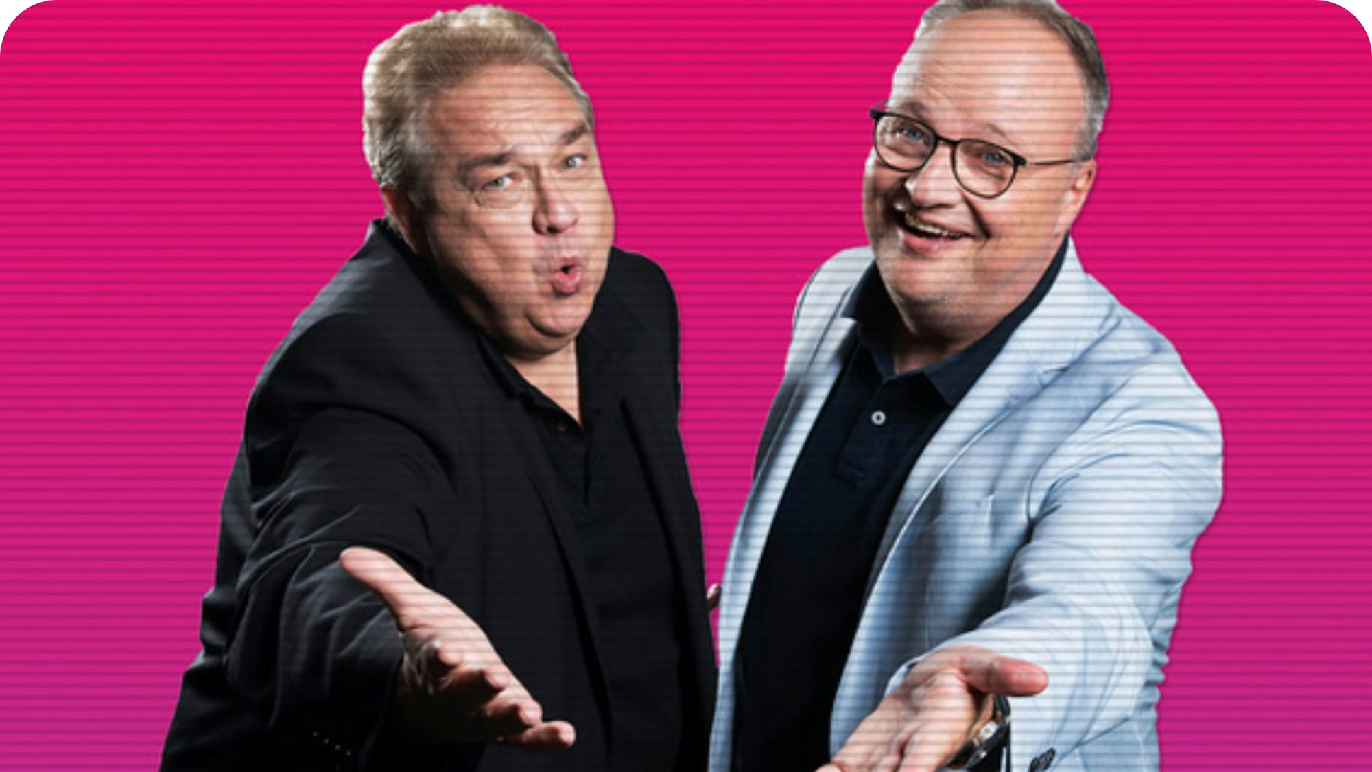 Das Bild zeigt die Satiriker Oliver Kalkofe (links) und Oliver Welke (rechts). Foto: Rheinbühne