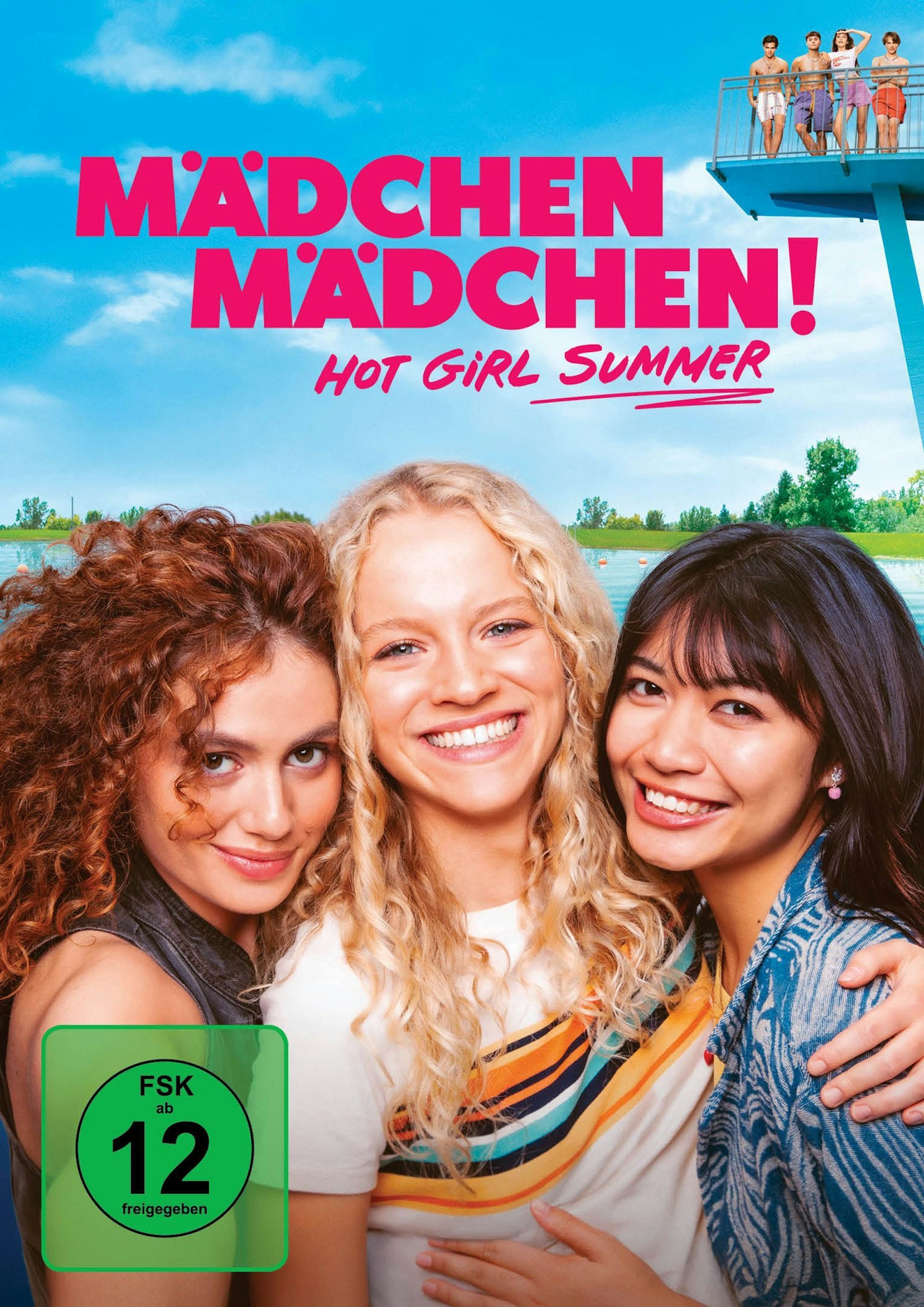 Julia Novohradsky (links, Vicky), Kya-Celina Barucki (Mitte, Inken) und Nhung Hong (Lena) sind die neuen „Mädchen Mädchen“. (Bild: Leonine)