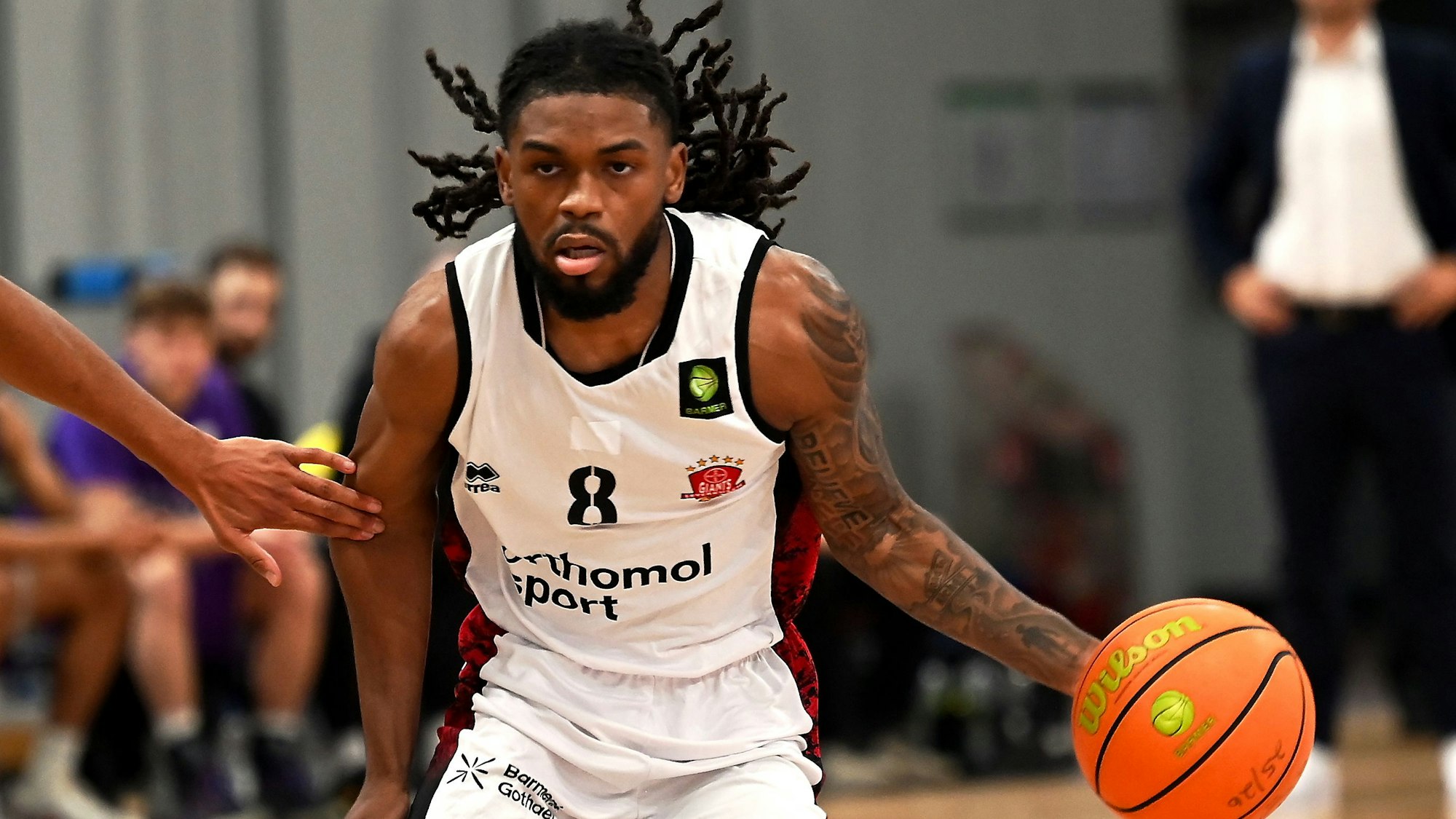 07.11.2025, Basketball-Bayer Giants-Göttingen
Kobe Lanfley (Bayer)
Foto: Uli Herhaus