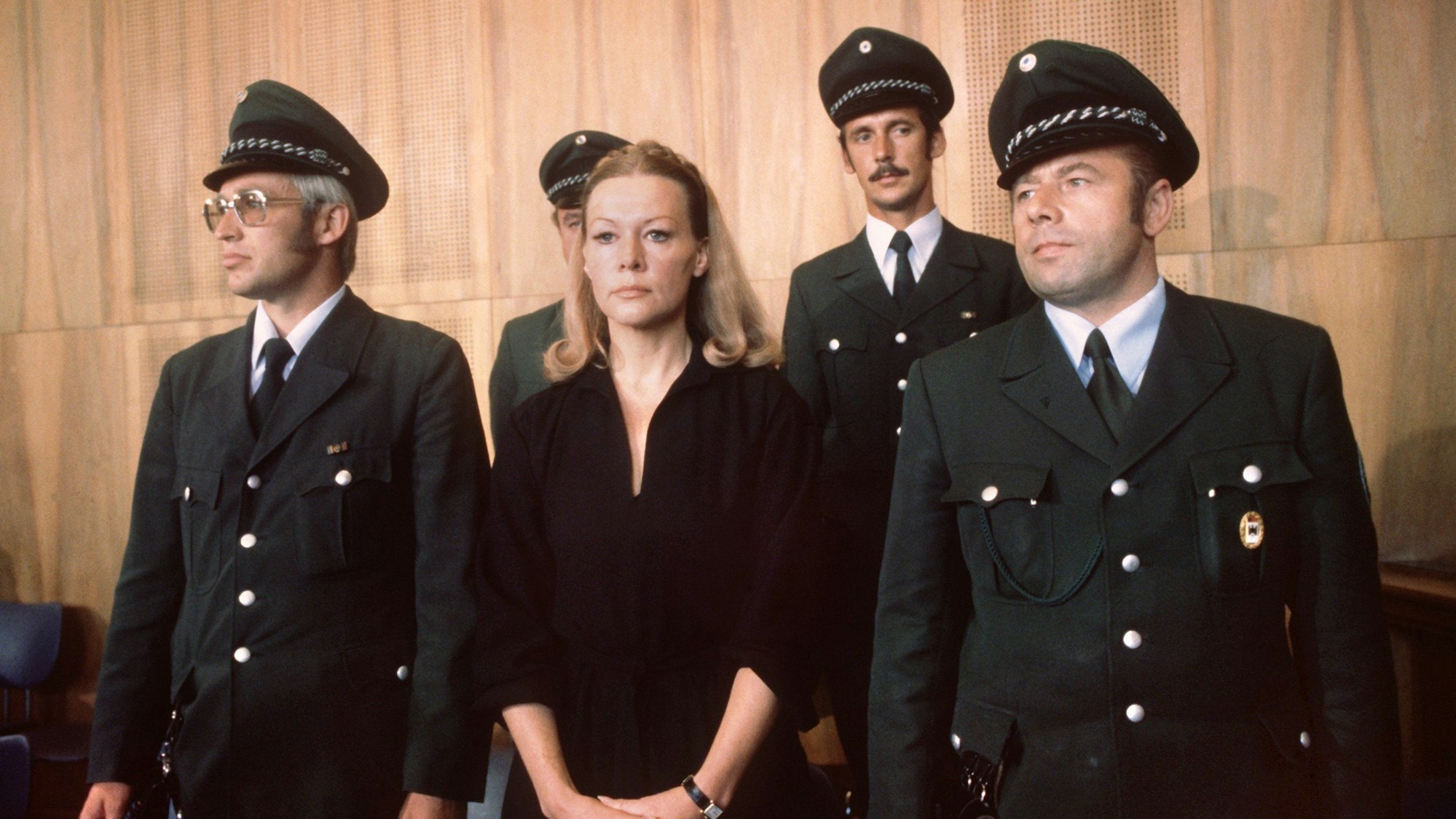 Ingrid van Bergen während der Urteilsverkündung am 27.07.1977 in München.