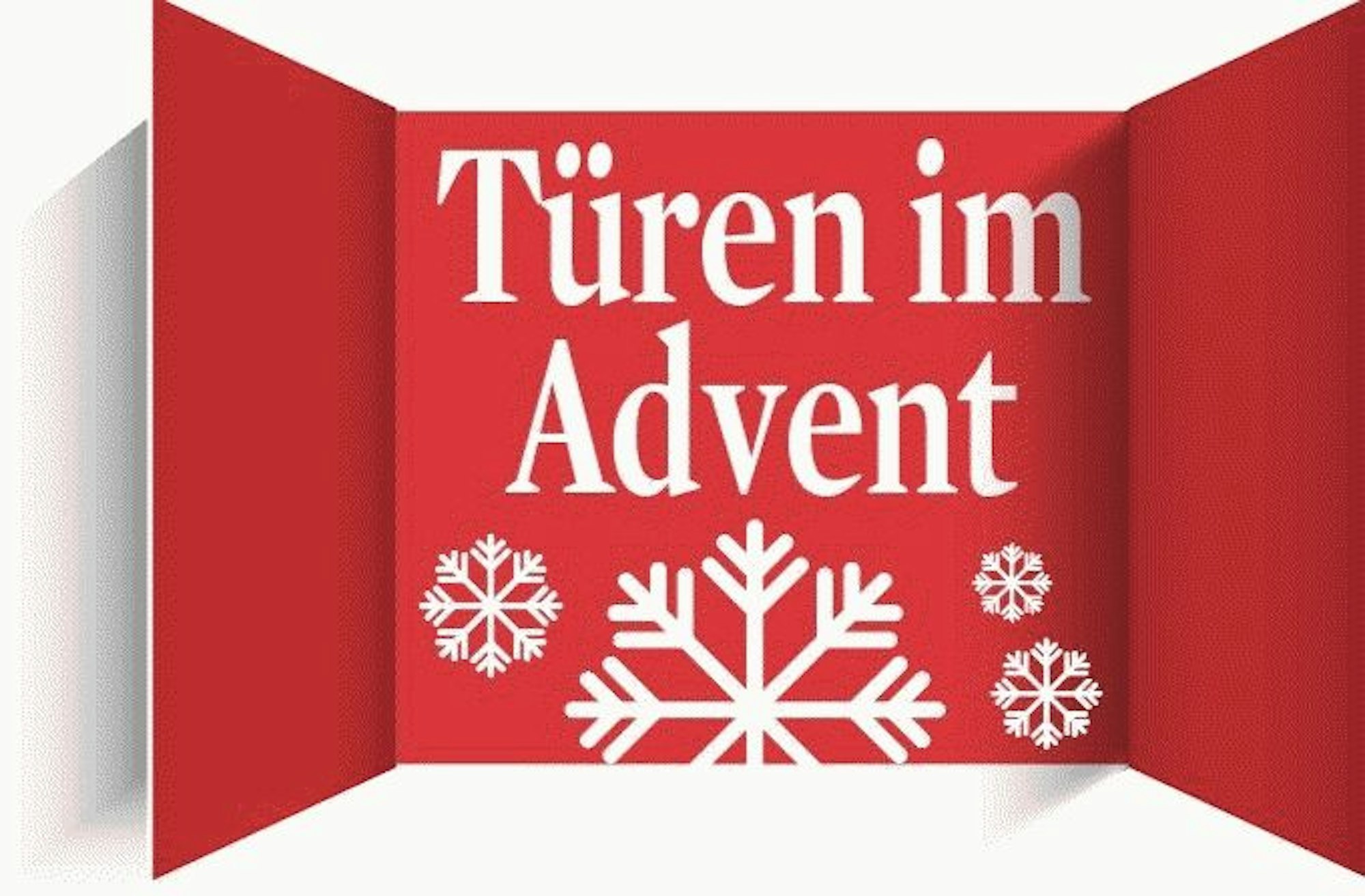 Auf dem Bild ist ein Logo mit dem Schriftzug „Türen im Advent“ zu sehen.