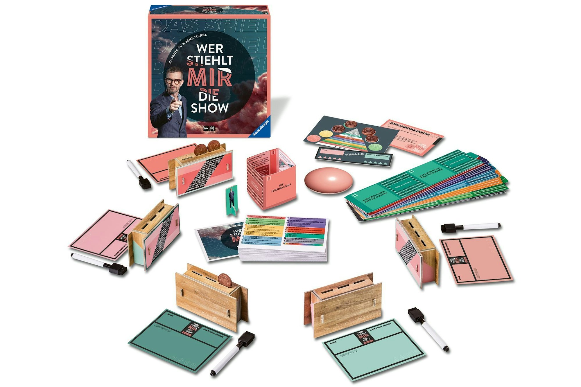 Minimum 3 und maximal 5 Spielende ab 10 Jahren treten bei «Wer stiehlt mir die Show?» an. In bis zu eineinhalb Stunden pro Spielrunde muss man etwa Wissensfragen beantworten, Antwortsätze rückwärts formulieren oder Songs gurgeln.