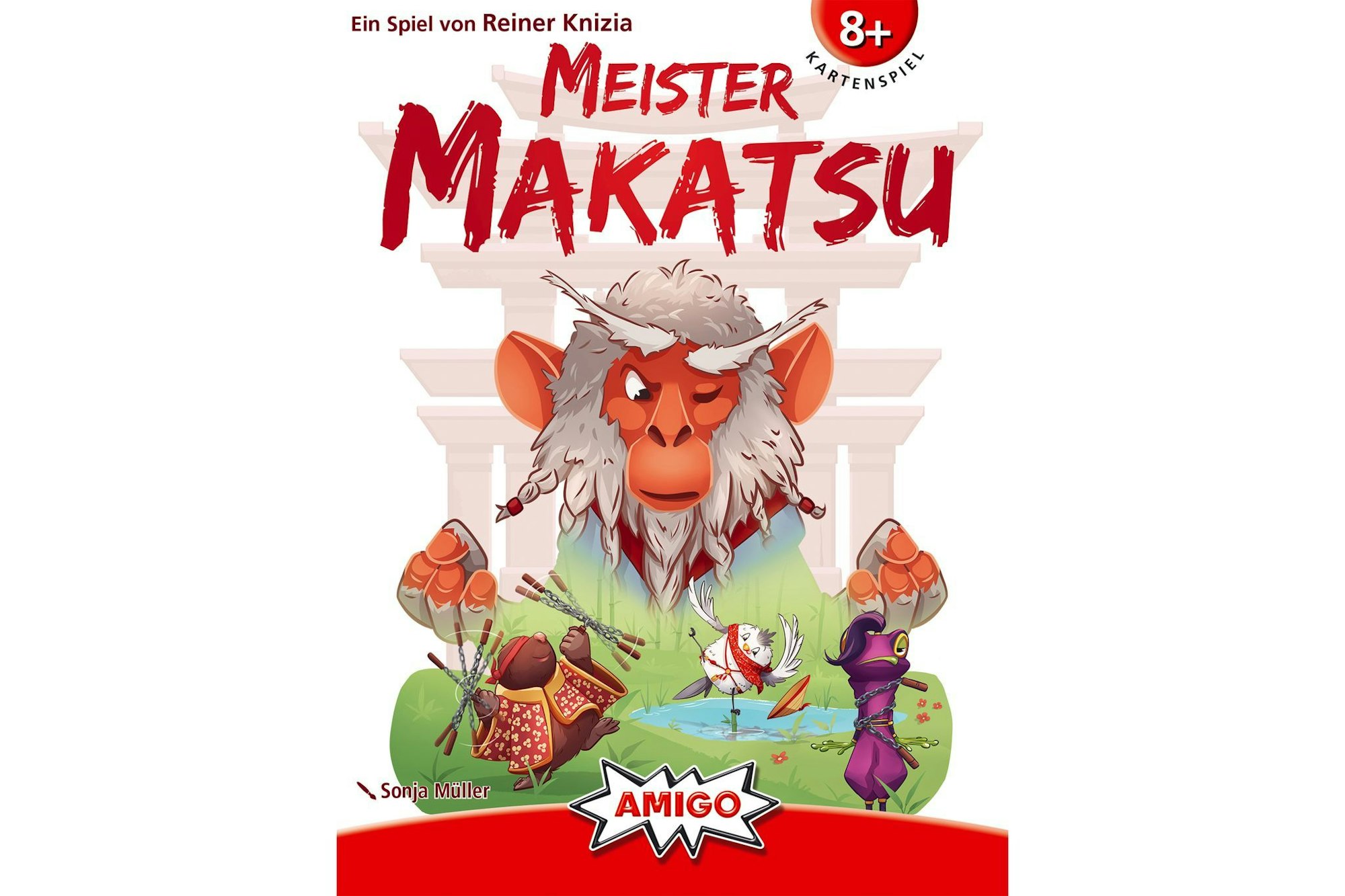 «Meister Makatsu» ist genau richtig für eingefleischte Fans von Stichspielen. Dort spielen bis zu 6 Spielende ab 8 Jahren in etwa einer halben Stunde den Gewinner aus.
