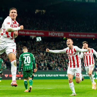 Das Bild zeigt FC-Shootingstar Said El Mala (19) in einem Spiel gegen den SV Werder Bremen nach einem Treffer. Foto: IMAGO/Eibner