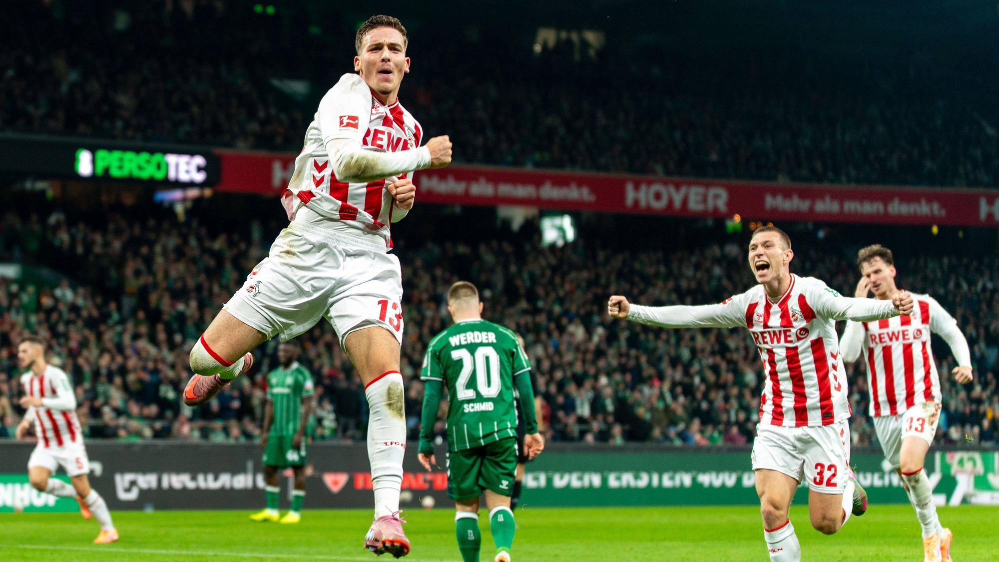 Das Bild zeigt FC-Shootingstar Said El Mala (19) in einem Spiel gegen den SV Werder Bremen nach einem Treffer. Foto: IMAGO/Eibner