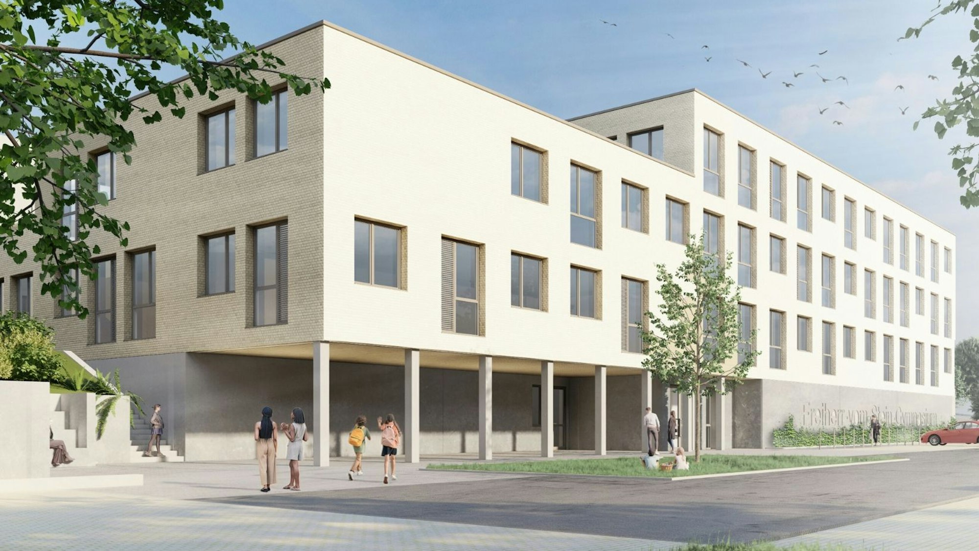 Die Visualisierung eines geplanten Gebäudes.