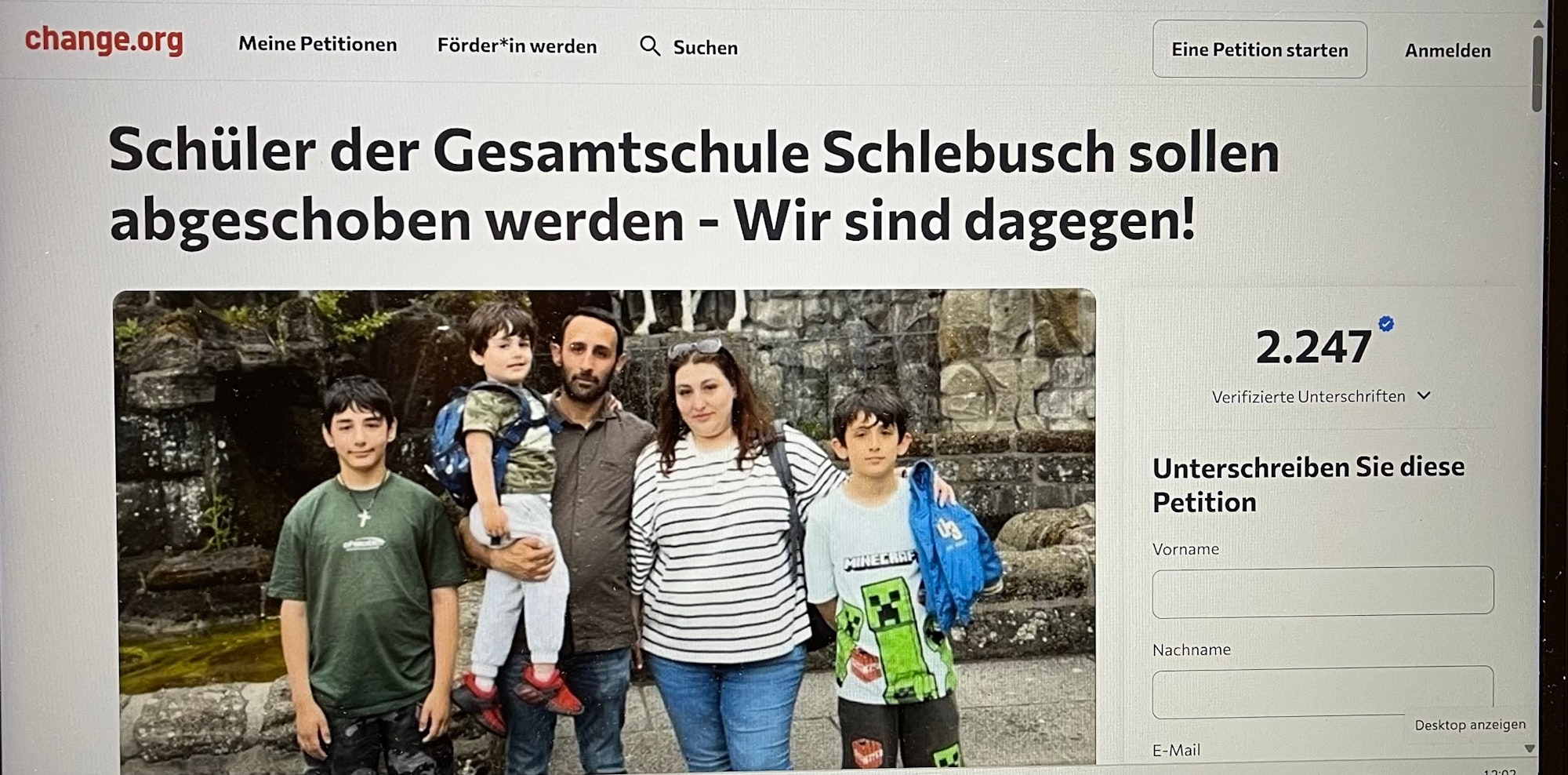 Petition gegen die Abschiebung einer Leverkusener Familie