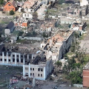 Die komplett zerstörte Stadt Woltschansk.