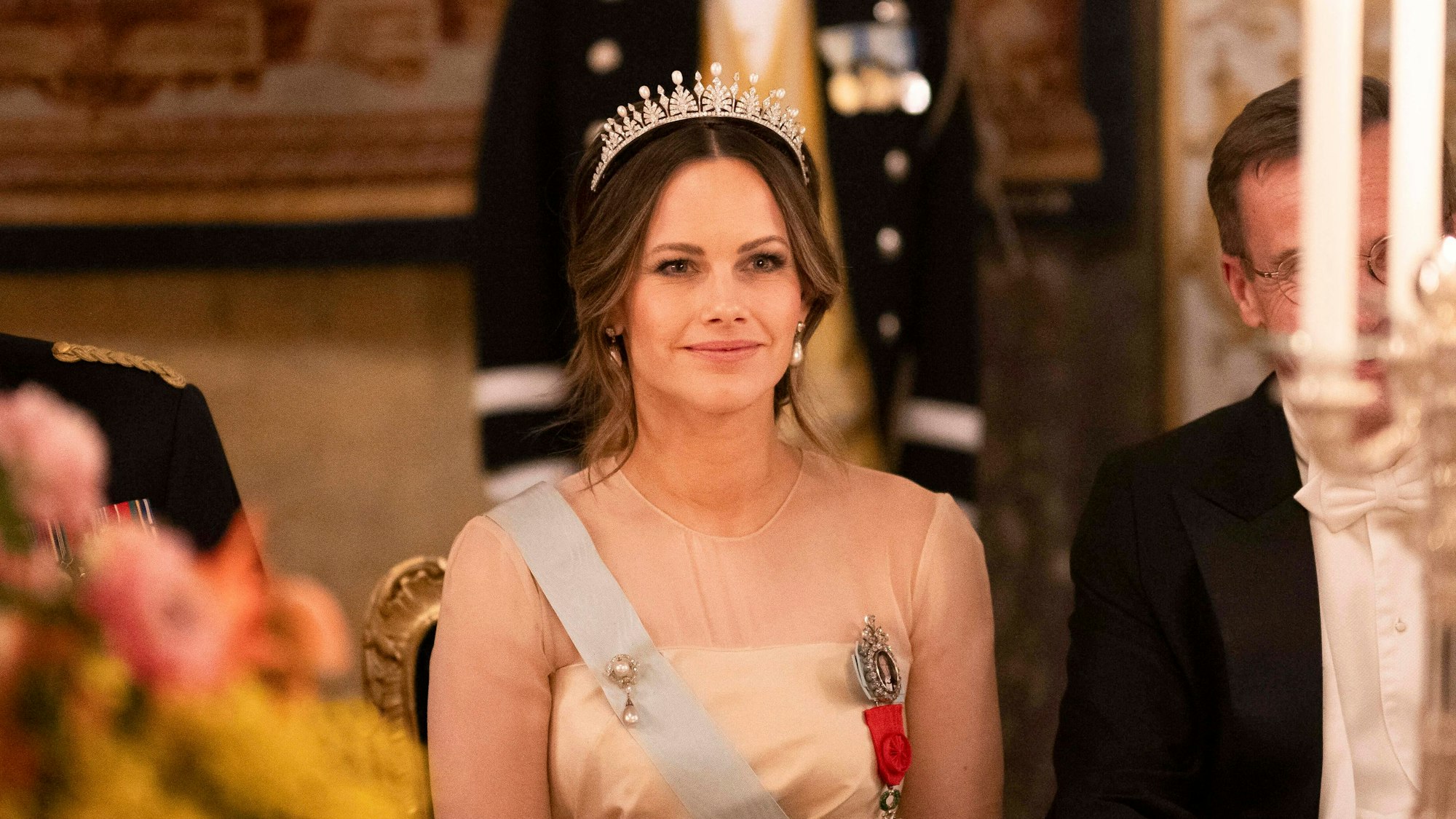 Prinzessin Sofia bei einem festlichen Gala-Dinner im Palast von Stockholm.