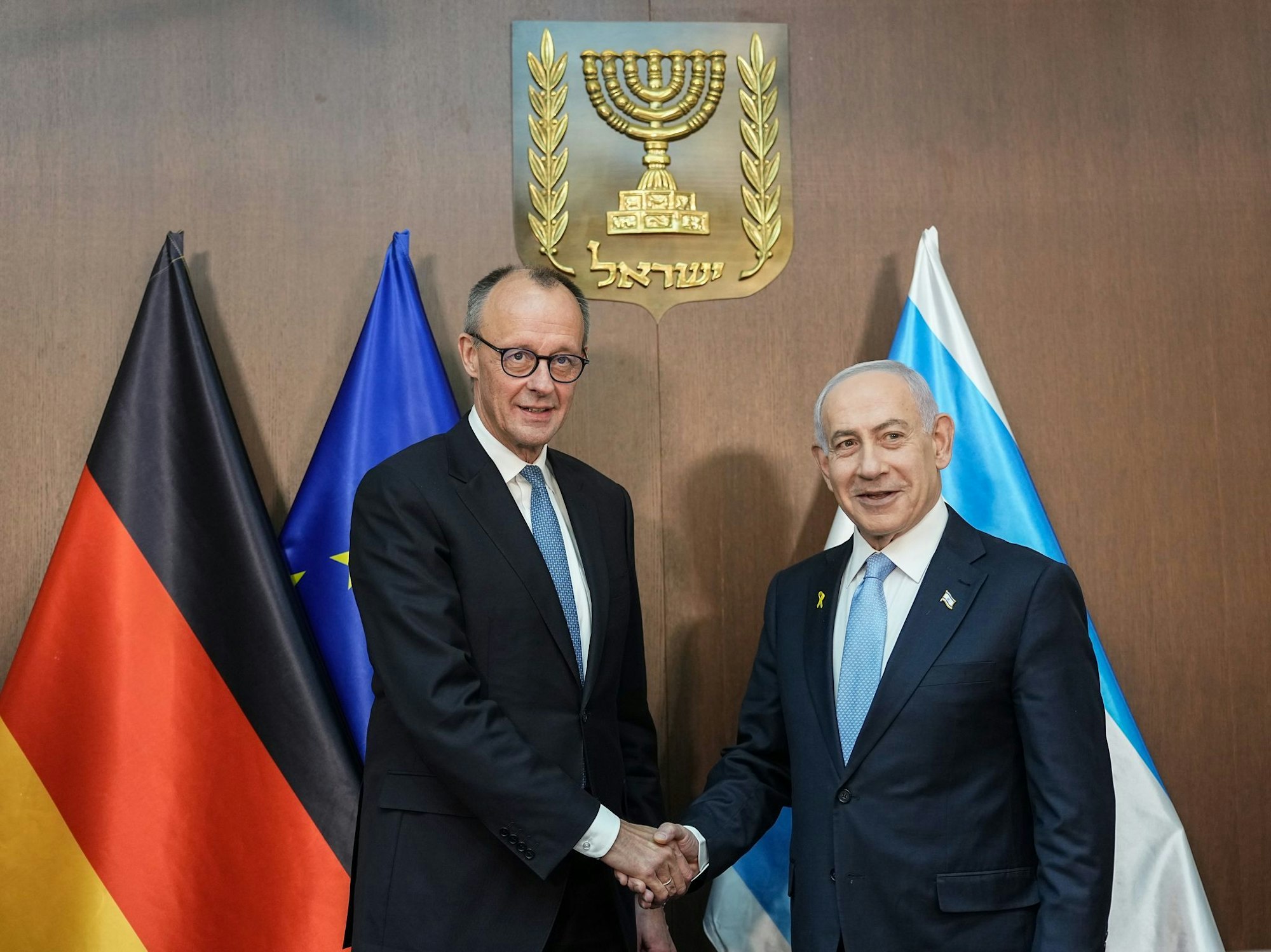 Merz und Netanjahu vor dem Gespräch im Regierungssitz.