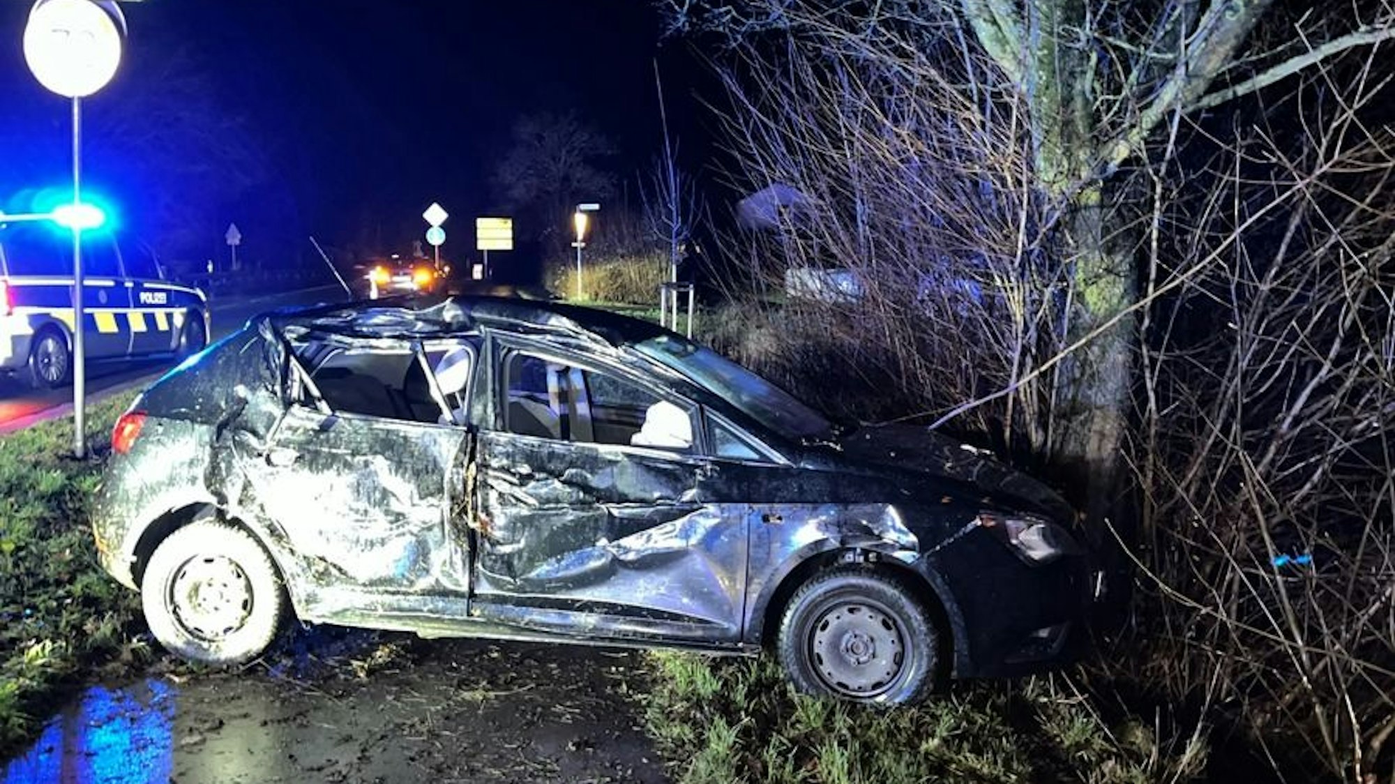 Ein 18-jähriger Autofahrer prallte gegen zwei Bäume.
