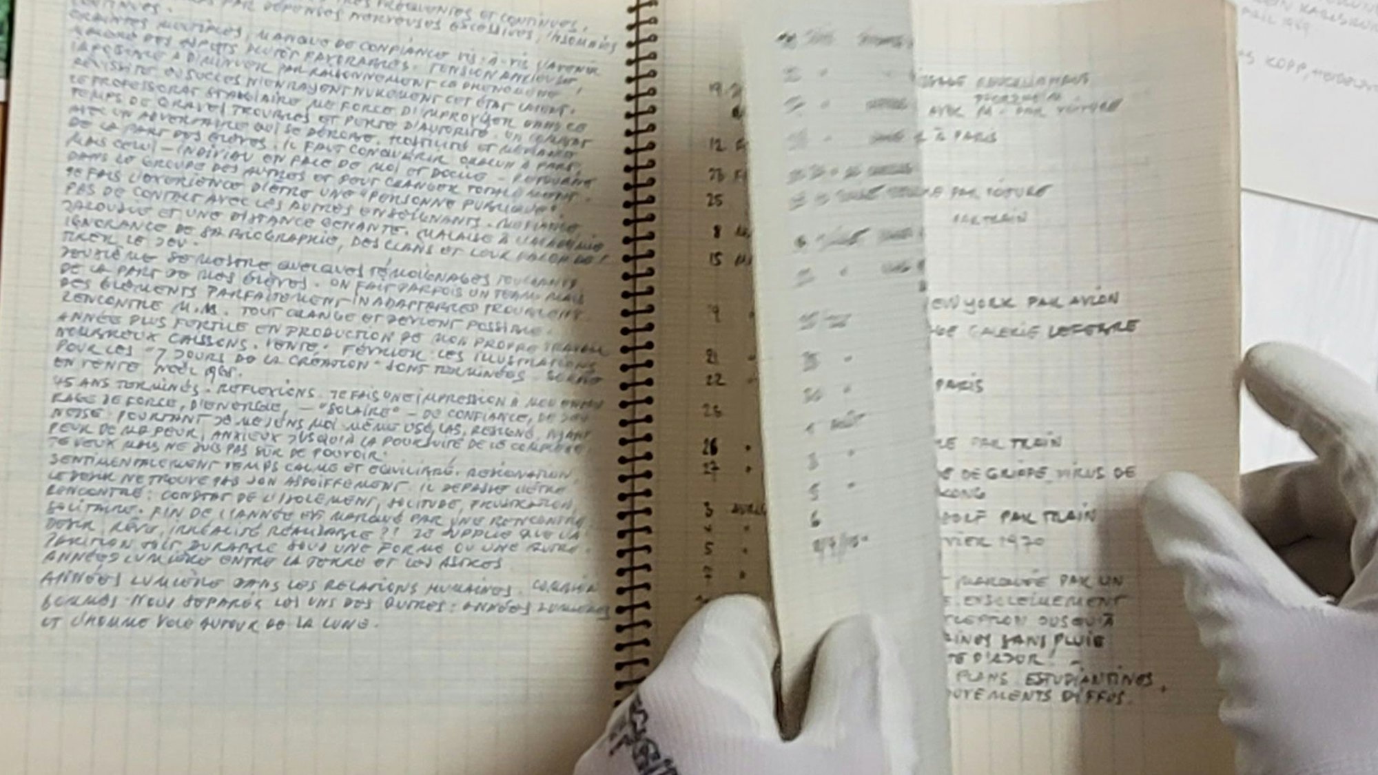 Seiten eines eng beschriebenen Notizheftes.