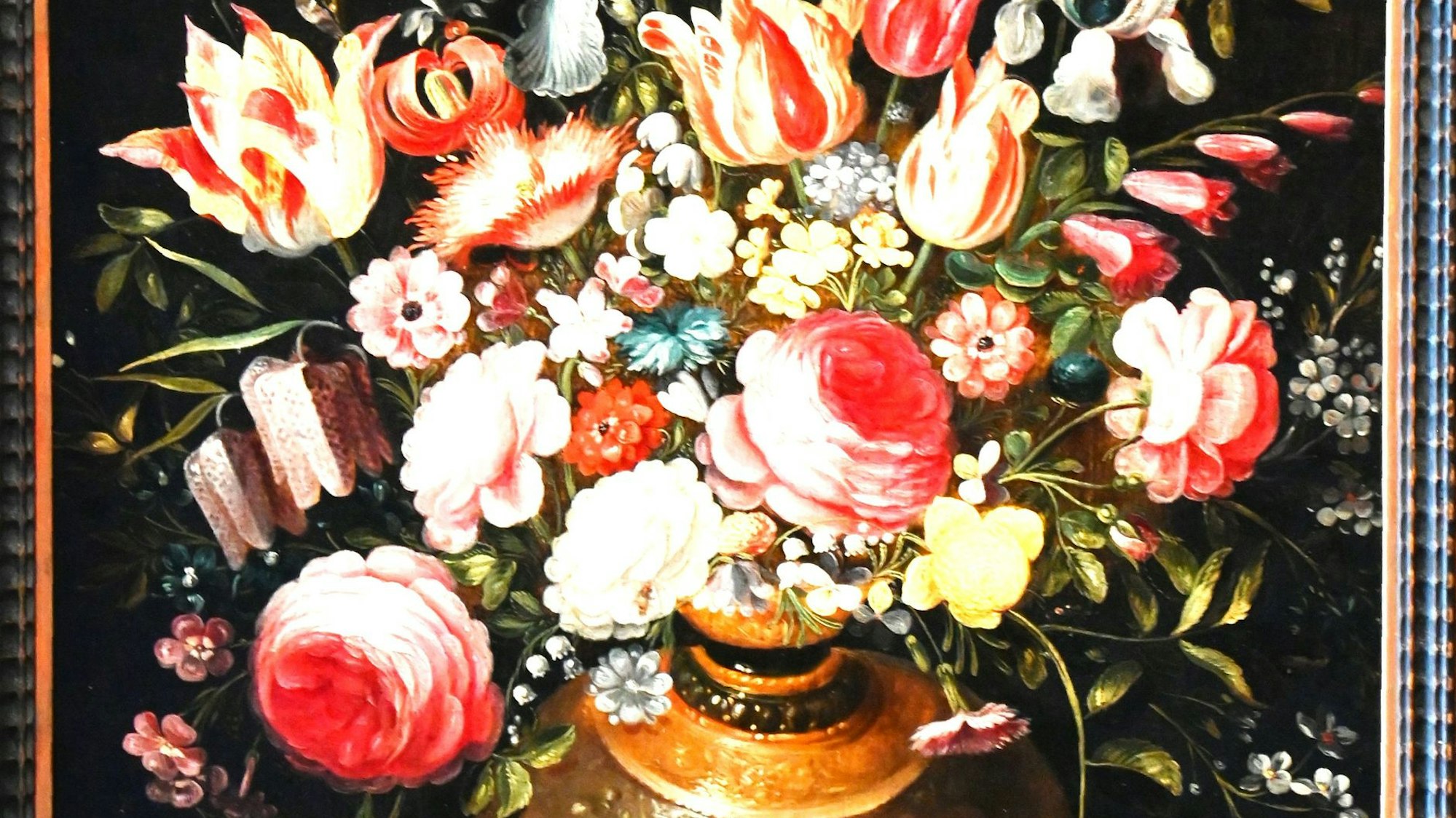 Blumen in einer Prunkvase, Stillleben von Frans Francken, um 1610 (Ausschnitt). Wallraf-Richartz-Museum, Köln