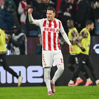 Said El Mala Koeln 13 jubelt nach dem Tor zum 1:0 06.12.2025 Fussball 1. FC Koeln vs FC St. Pauli, Rheinenergiestadion, Koeln, DFB/DFL REGULATIONS PROHIBIT ANY USE OF PHOTOGRAPHS AS IMAGE SEQUENCES AND/OR QUASI-VIDEO *** Said El Mala Koeln 13 cheers after scoring the 1 0 06 12 2025 Soccer 1 FC Koeln vs FC St Pauli, Rheinenergiestadion, Koeln, DFB DFL REGULATIONS PROHIBIT ANY USE OF PHOTOGRAPHS AS IMAGE SEQUENCES AND OR QUASI VIDEO Copyright: xpepphotox/xHorstxMauelshagenx pep00321, pep_20251206_hm_228764