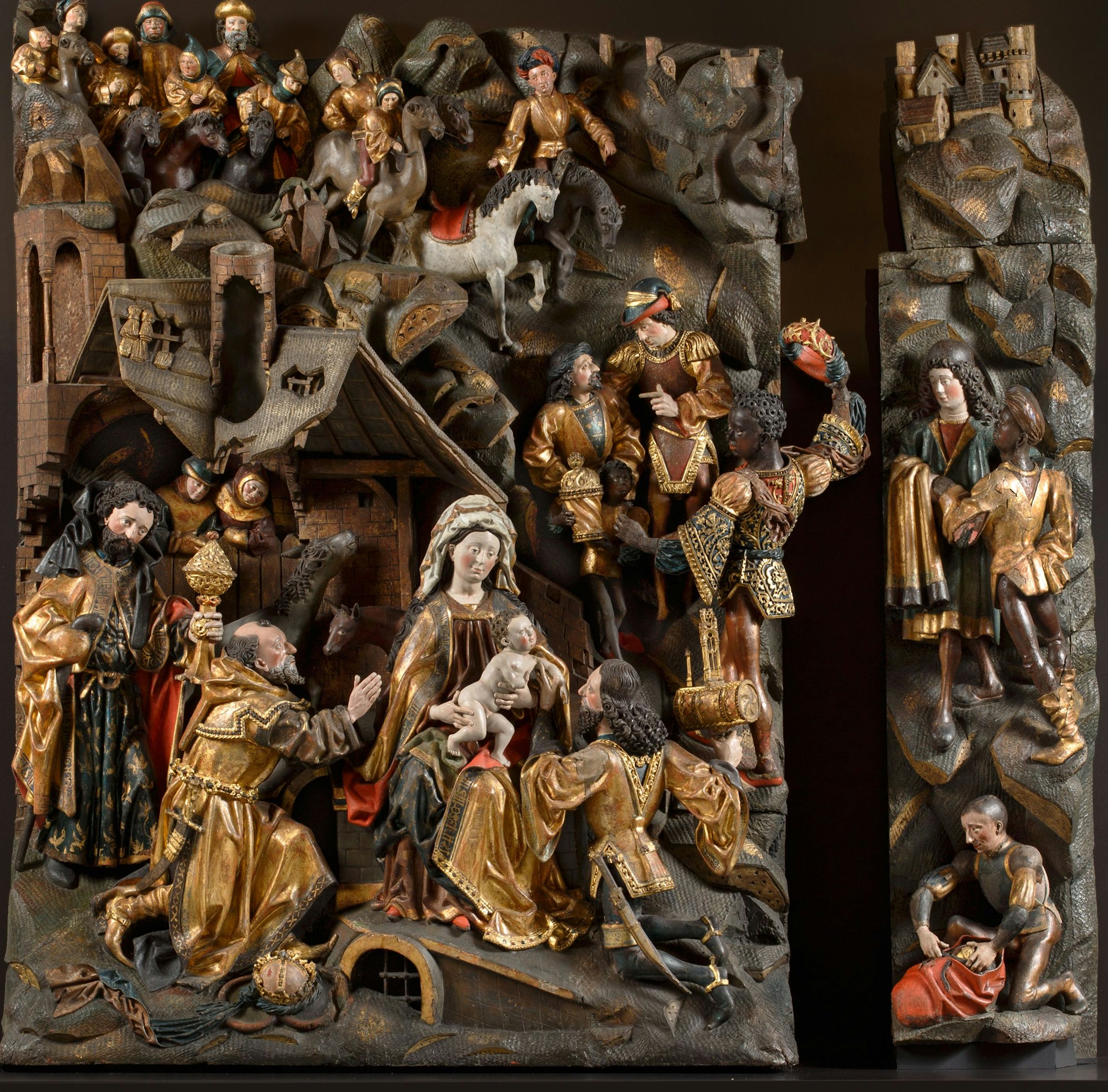 Meister Arnt: Anbetung der Könige (Gesamtansicht mit ergänzten Fragmenten rechts), Museum Schnütgen, Köln / Foto: Marion Mennicken, Rheinisches Bildarchiv Köln