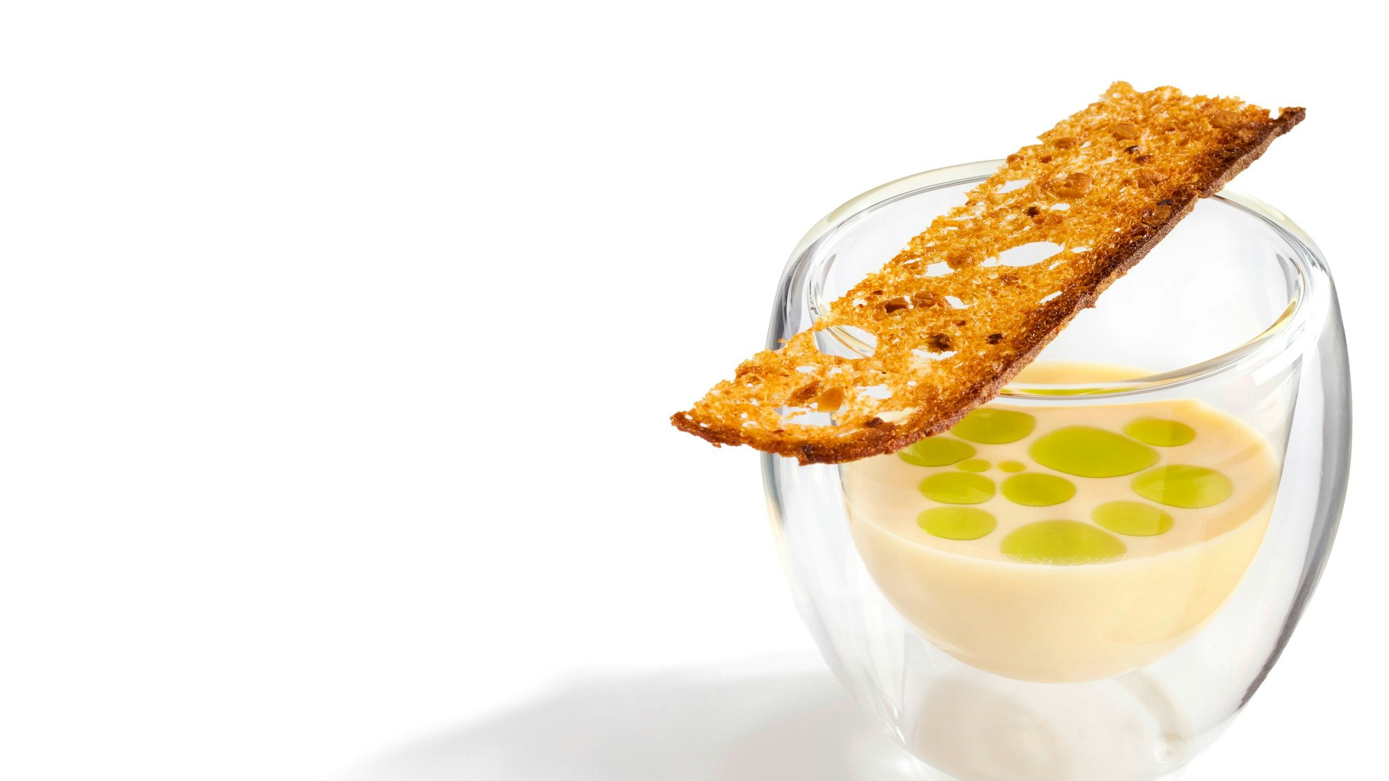 Vichysoisse, Lauchöl, Roggenknusper