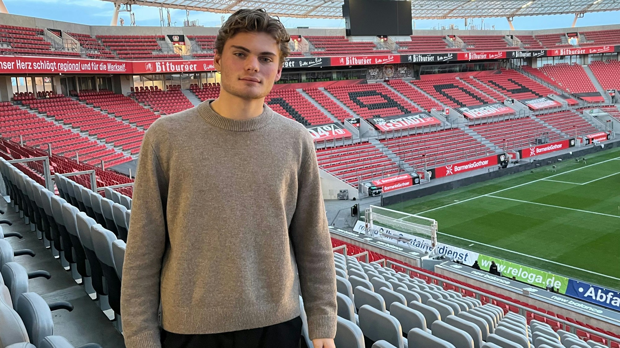 Nachwuchsfußballer Ben Hawighorst in der Bay-Arena