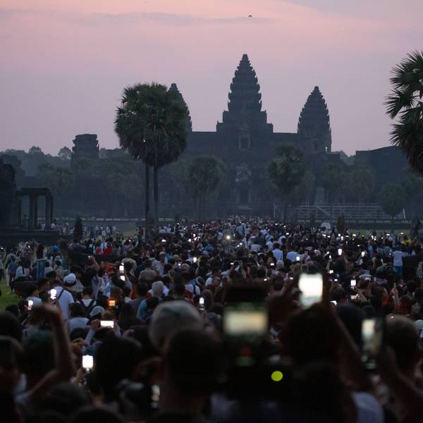Die Tempelanlagen von Angkor Wat im Sonnenaufgang: Normalerweise strömen die Touristen aus aller Welt scharenweise zum Weltkulturerbe.