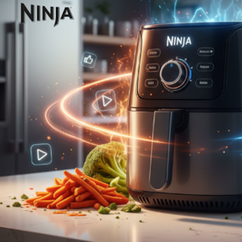 Eine Collage verschiedener Ninja-Heißluftfritteusen.