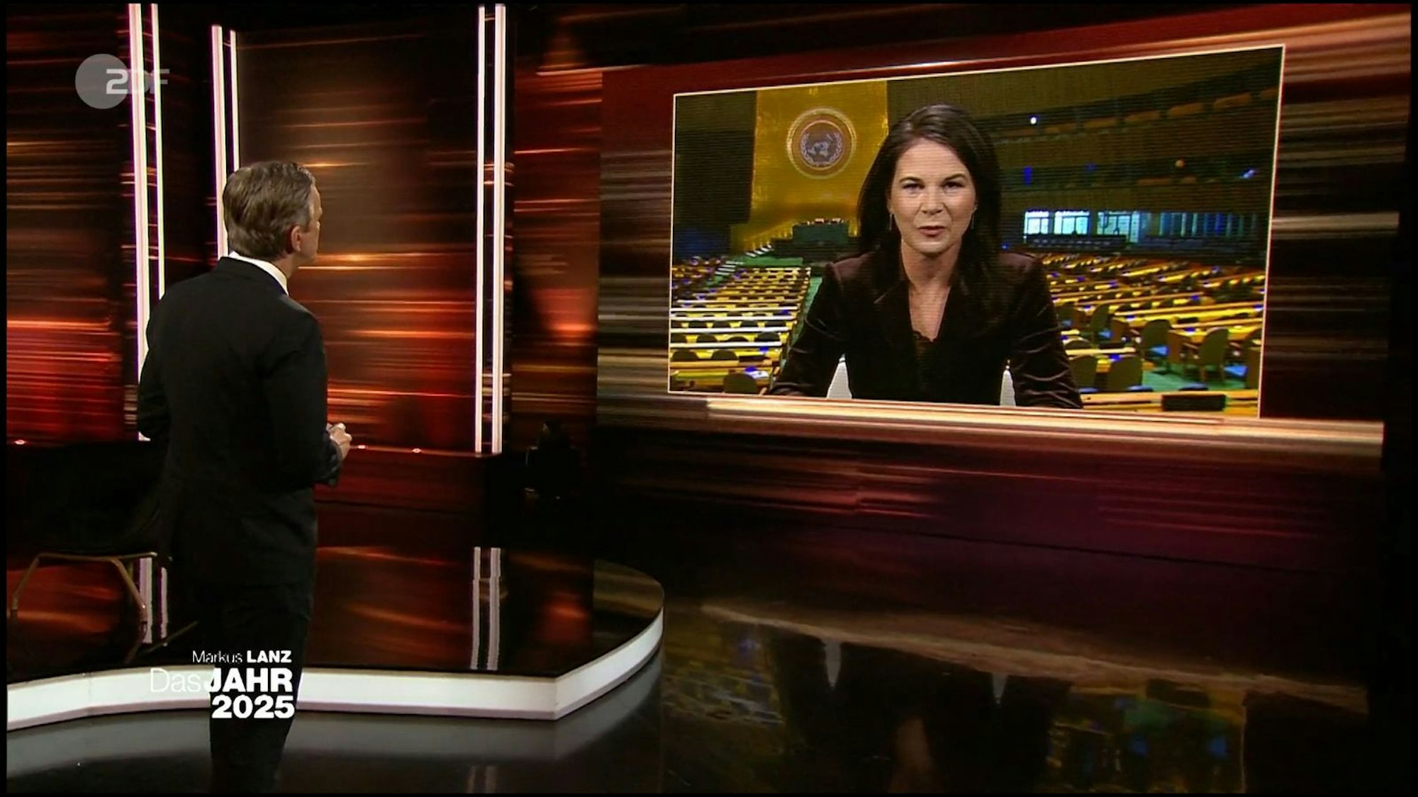 Annalena Baerbock war in „Markus Lanz - Das Jahr 2025“ aus New York zugeschaltet. (Bild: ZDF)