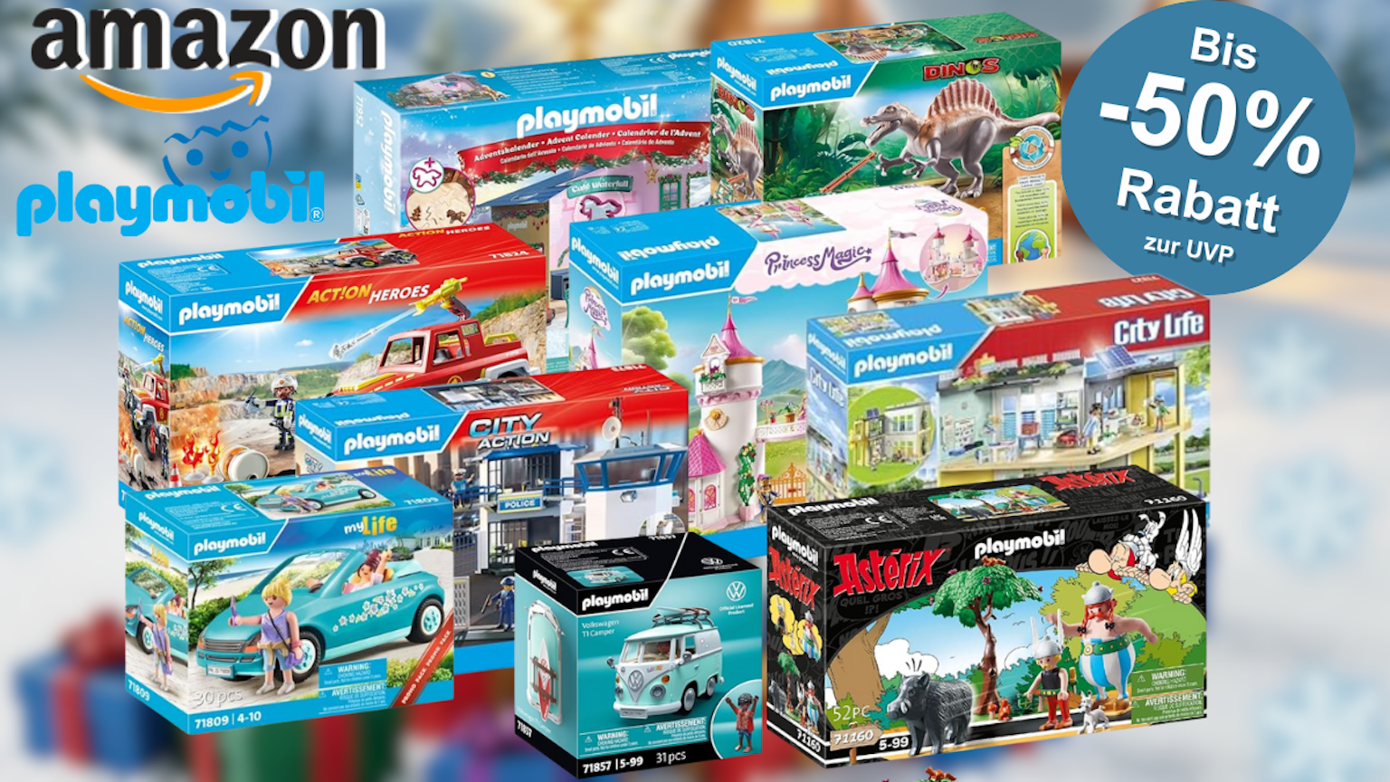 Eine Collage aus verschiedenen Playmobil-Sets.