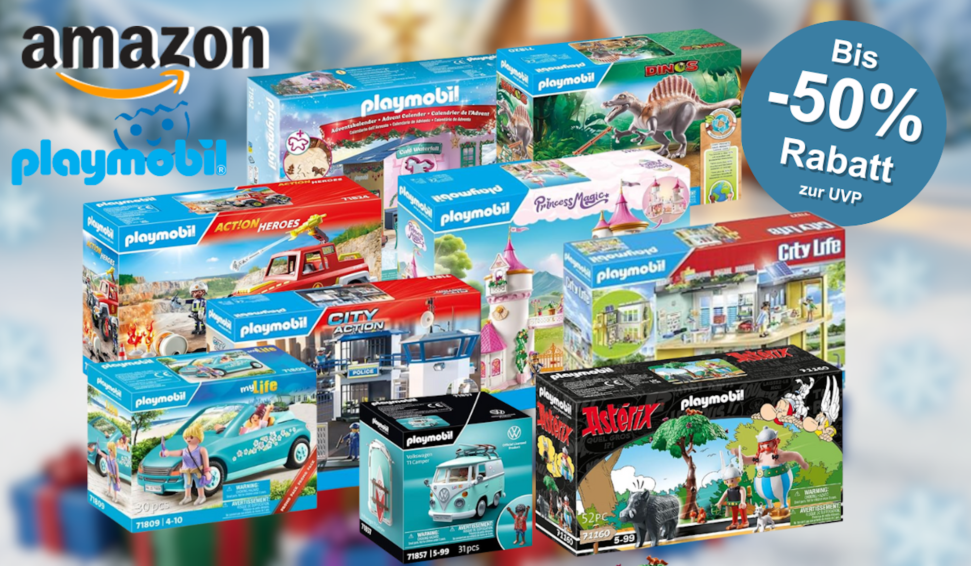 Eine Collage aus verschiedenen Playmobil-Sets.