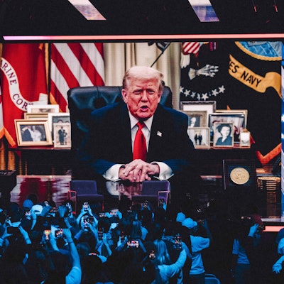 Eine Videonachricht von Donald Trump auf einer Konferenz von „Turning Point USA“ am Sonntag, 21. Dezember.