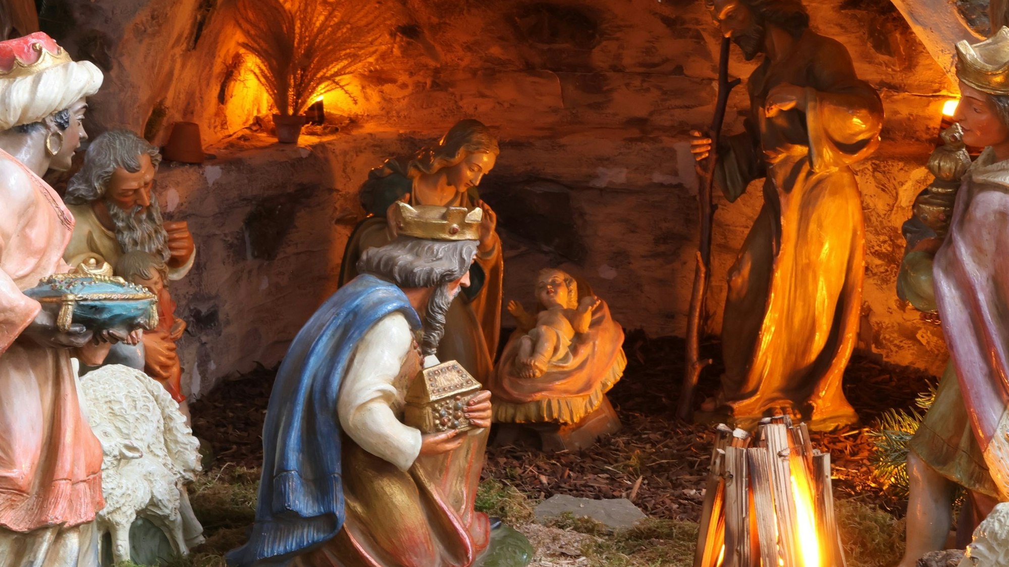 Eine Weihnachtskrippe.